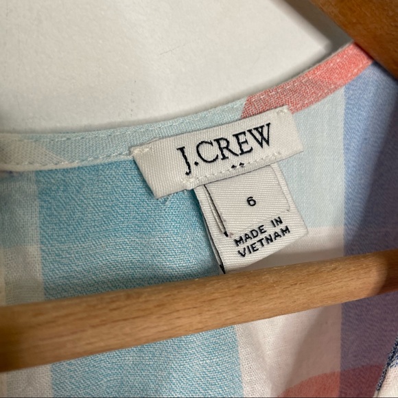 J. Crew | Linen Blend Gingham Side Tie Sleeveless Top - Picture 6 of 8